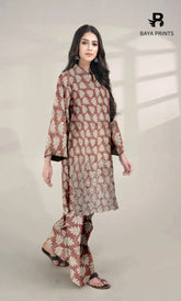 2-Piece Unstitched Dhanak Printed Suit with Embroidered Border-DE-V1-05